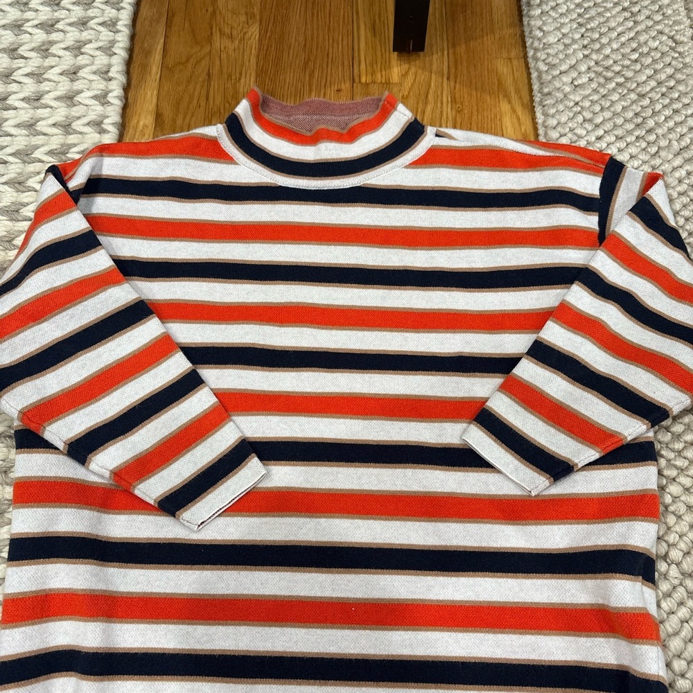 Maeve Striped Cowl Neck Sweater in Red, Navy & Cream